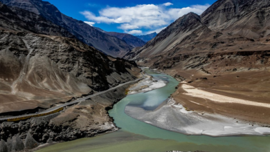 Confluence point of Indus River and Zanskar River